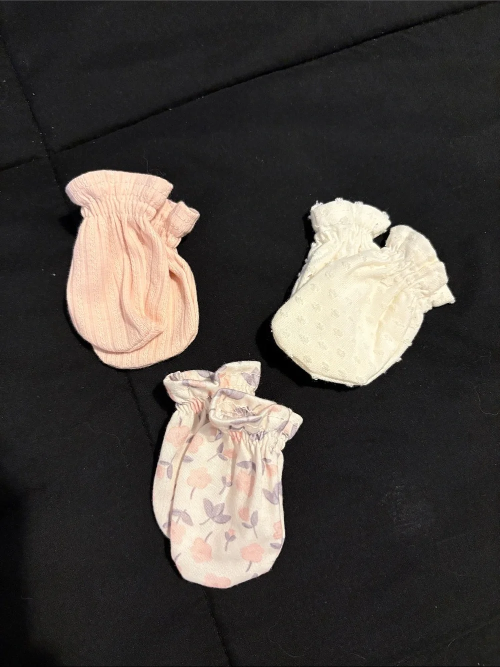 Baby Girl 3-Pack Pink & Cream No-Scratch Mittens